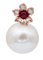 Boucles d'Oreilles Perles Blanches, Rubis, Diamants et Or Rose, Set de 2 2
