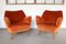 Italian Velour Armchairs in Red Mohair, 1950s, Set of 2 1