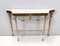 Vintage Italian Walnut Console with Portuguese Pink Marble Top and Brass Frame 1