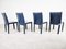 Vintage Blue Leather Dining Chairs by Arper Italy, 1980s, Set of 4, Image 3