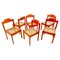 Mid-Century Modern Orange Wooden Chairs, Italy, 1960s, Set of 6 1
