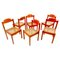 Sedie Mid-Century moderne in legno arancione, Italia, anni '60, set di 6, Immagine 1