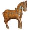 Dekorative indische handgeschnitzte & bemalte Holzstatue eines Pferdes 1
