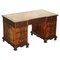 Chippendale Revival Inverted Breakfront Partner Desk with Leather Top 1