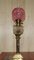 Victorian Marble Finish Corinthian Pillar Oil Lamps with Original Ruby Glass, Set of 2, Image 2