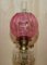 Lámparas de aceite victorianas con pilares corintios con acabado de mármol y vidrio rubí original. Juego de 2, Imagen 3