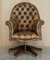 Fauteuil de Direction Chesterfield en Cuir Marron Acajou 2