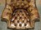 Mahogany Brown Leather Chesterfield Director's Armchair, Image 5