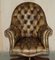 Mahogany Brown Leather Chesterfield Director's Armchair 3