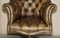 Mahogany Brown Leather Chesterfield Director's Armchair 8