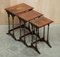 Sheraton Revival Faux Bamboo Nesting Tables in Mahogany & Satinwood, Set of 3 2