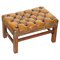 Hand Dyed Brown Leather Tufted Chesterfield Footstool, Image 1