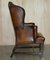 George II Brown Leather Wingback Armchair, 1760s, Image 13