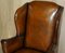 George II Brown Leather Wingback Armchair, 1760s 4