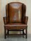 George II Brown Leather Wingback Armchair, 1760s, Image 2