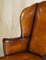 George II Brown Leather Wingback Armchair, 1760s 5