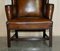 George II Brown Leather Wingback Armchair, 1760s, Image 10