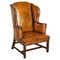 George II Brown Leather Wingback Armchair, 1760s 1