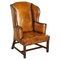 George II Brown Leather Wingback Armchair, 1760s, Image 1