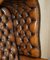 Butacas Chesterfield victorianas tardías de cuero marrón teñido a mano. Juego de 2, Imagen 19
