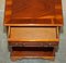 Burr Yew Wood Book Table with Single Drawer and Bookshelves 10