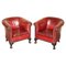 Leather Chippendale Tub Armchairs with Claw & Ball Feet, Set of 2 1