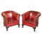 Leather Chippendale Tub Armchairs with Claw & Ball Feet, Set of 2, Image 1