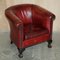 Leather Chippendale Tub Armchairs with Claw & Ball Feet, Set of 2 2