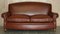 Edwardian Brown Leather Club Sofa with Feather Filled Seat Cushions, 1910s, Image 2