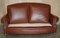 Edwardian Brown Leather Club Sofa with Feather Filled Seat Cushions, 1910s 11