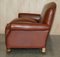 Sofá Club eduardiano de cuero marrón con cojines de asiento con relleno de plumas, años 10, Imagen 10