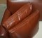Sofá Club eduardiano de cuero marrón con cojines de asiento con relleno de plumas, años 10, Imagen 12