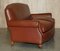 Edwardian Brown Leather Club Sofa with Feather Filled Seat Cushions, 1910s 8