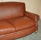 Edwardian Brown Leather Club Sofa with Feather Filled Seat Cushions, 1910s 4