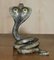 Kalt bemalte Kobra Schlangenstatue oder Uhrhalter aus Bronze von Franz Bergman, Wien 7