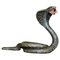 Kalt bemalte Kobra Schlangenstatue oder Uhrhalter aus Bronze von Franz Bergman, Wien 1