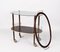 Mid-Century Italian Wood Bar Cart with Glass Serving Tray by Cesare Lacca, 1950s 3