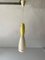Grande Lampe à Suspension Style Vistosi en Verre Jaune et Blanc, Italie, 1960s 4