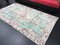 Vintage Turquoise Floral Pattern Overdyed Rug 7