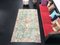 Vintage Turquoise Floral Pattern Overdyed Rug 1