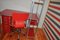 Roter Bauhaus Schreibtisch, Stuhl & Metallschrank, 3er Set 2