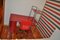 Scrivania Bauhaus rossa, sedia e mobiletto in metallo, set di 3, Immagine 8