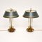 Lampes de Bureau Antiques en Tôle et Laiton, Set de 2 1