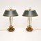Lampes de Bureau Antiques en Tôle et Laiton, Set de 2 2