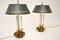 Lampes de Bureau Antiques en Tôle et Laiton, Set de 2 3