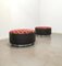 Poufs in Wood, Brown Leather, Multicolor Velvet & Brushed Aluminum, Italy, 1970s Set of 2 12