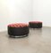 Poufs in Wood, Brown Leather, Multicolor Velvet & Brushed Aluminum, Italy, 1970s Set of 2, Image 12