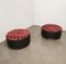 Poufs aus Holz, Braunem Leder, Mehrfarbigem Samt & Gebürstetem Aluminium, Italien, 1970er 2er Set 9