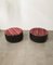 Poufs aus Holz, Braunem Leder, Mehrfarbigem Samt & Gebürstetem Aluminium, Italien, 1970er 2er Set 1