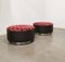 Poufs in Wood, Brown Leather, Multicolor Velvet & Brushed Aluminum, Italy, 1970s Set of 2, Image 10